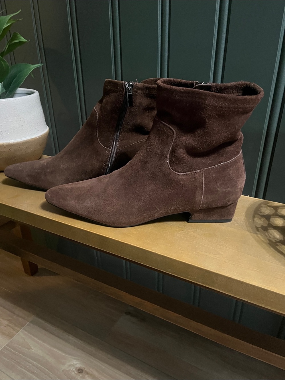 Jason Wu Dark Brown Suede Ankle Booties - Pointed Toe
